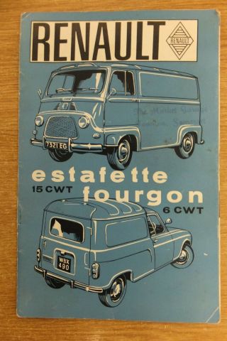 Renault Estafette & Fourgon Four Van Sales Brochure Book Antique Vintage Classic