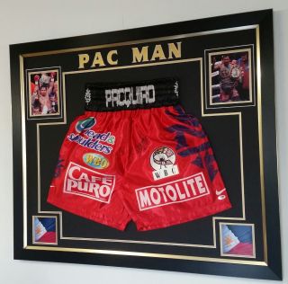 Rare Manny Pacquiao Signed Boxing Shorts Trunks Autographed Display