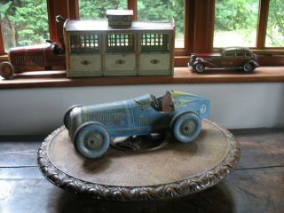 Rare Big Mettoy Racing Car C.  1948 Tinplate Wind Up Tin Toy Boat Tail No Tippco