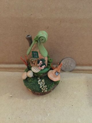 Handmade Miniature Green Roof Fairy House Vintage Ooak By O 