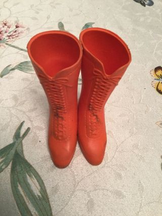 Vintage 1971 Squishy Orange Boots For Ideal Crissy Tressy Grow Hair Dolls