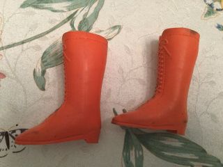 Vintage 1971 Squishy Orange Boots for Ideal Crissy Tressy Grow Hair Dolls 3