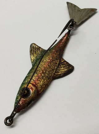 Vintage Fred Arbogast 2 Tin Liz Fishing Lure Con.  1 Glass Eye Is Busted