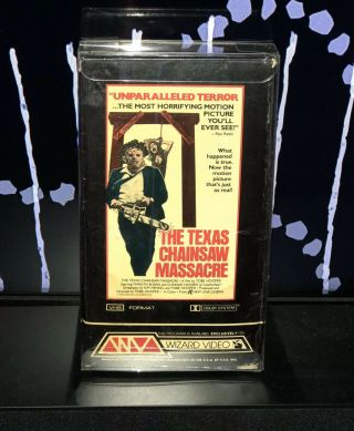 Rare Label Print Of Wizard Video: March 1982 The Texas Chain Massacre Vhs