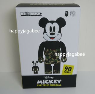 A Bathing Ape × Bearbrick X Mickey Mouse 400,  100 Set Bearbrick Green