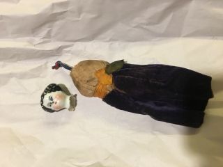 Antique German China Head Doll With Cloth Dress