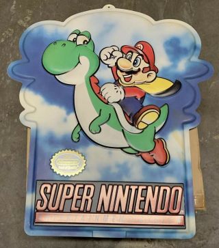 Rare Snes Nintendo Mario Store Display Sign Htf Double Side