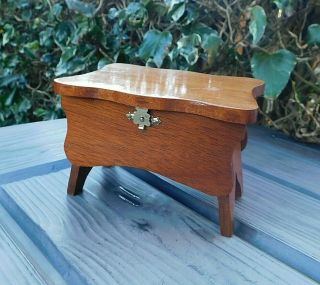 Vintage G.  Hazon Wood Trinket Jewellery Box In Shape Table Sewing Box
