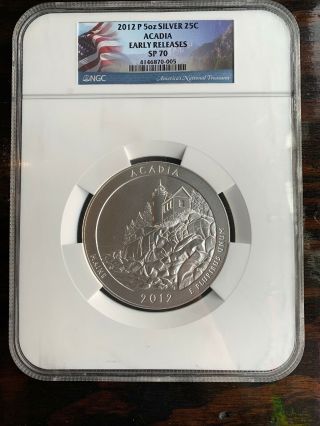 2012 P 5oz Silver Atb 25c Acadia Early Releases Sp 70 Rare Look