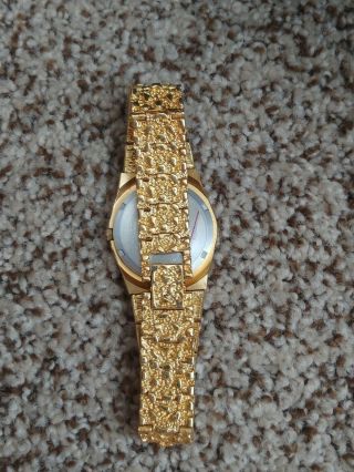 Vintage Gruen Gold Nugget Quartz Watch Needs Battery 259 - 2035 3