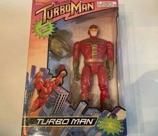 Talking Turbo Man 13.  5 Inch Action Figure,  Vintage 1996,  Deluxe Edition
