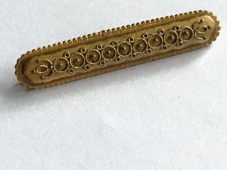 Antique Victorian 1890’s Pinchbeck Bar Brooch Pin.  Length 1 5/8”
