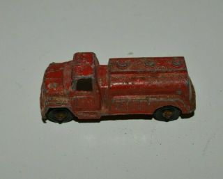 Vintage Aged WORN Small TootsieToy Red Metal Fire Engine Truck Rare 2