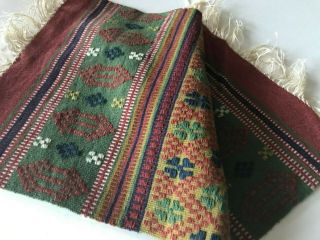 Swedish 1920s Handwoven Over - Embroidered Tapestry,  Table Mat Or Runner