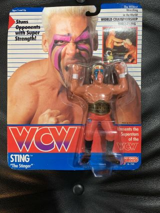Galoob Toys Wcw Sting The Stinger Wrestling Pink Trunks Moc Wwe Wwe Figure