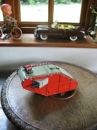Very Rare Ww1 Tin Tank Searchlight Germany 1920/30 Distler Tinplate Wind Up Toy