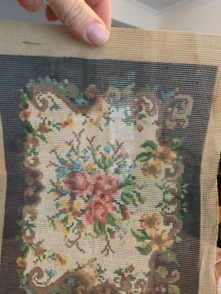 Vintage Unworked Petite Point Canvas,  Printed Floral Pattern,  Doll House,  Crafts