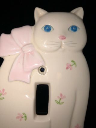 Vintage Takahashi,  Price Product Ceramic White Cat Light Switch Plate Cover