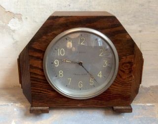 Antique Art Deco Wind Up Dimra Mantel Clock,  8 Days Swiss Movement,  Oak