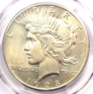 1928 Peace Silver Dollar $1 - Pcgs Uncirculated Detail - Rare 1928 - P Ms Unc Coin