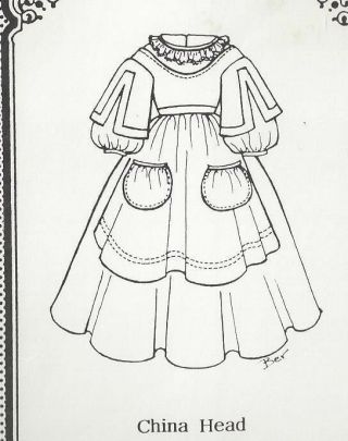 18 - 19 " Antique China Head/parian French Fashion Lady Doll Dress Apron Pattern