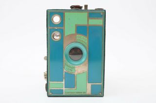 Kodak No 2A Beau Brownie,  Teal Blue/Green Color 116 Box DECO Camera,  Case,  RARE 2