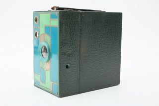 Kodak No 2A Beau Brownie,  Teal Blue/Green Color 116 Box DECO Camera,  Case,  RARE 3