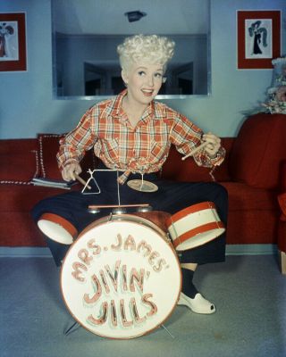 Betty Grable On Drums Rare From Transparency 8x10 Photo 20x25 Cm Approx