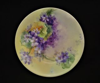 Antique Limoges Elite France Purple Flowers Decorative Plate