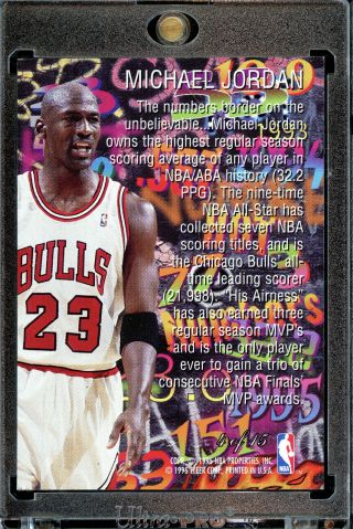 1995 - 96 Fleer Flair Hot Numbers Michael Jordan Rare Chicago Bulls HOF SP SSP 2
