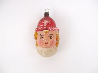 Antique German Blown Glass Ornament Boy Or Girl Head