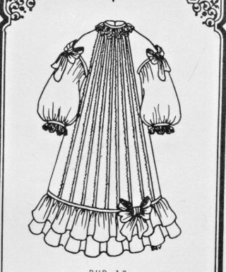 27 - 28 " Antique French Bru/jumeau - German Doll Gored Dress W/ruffle Bow Pattern