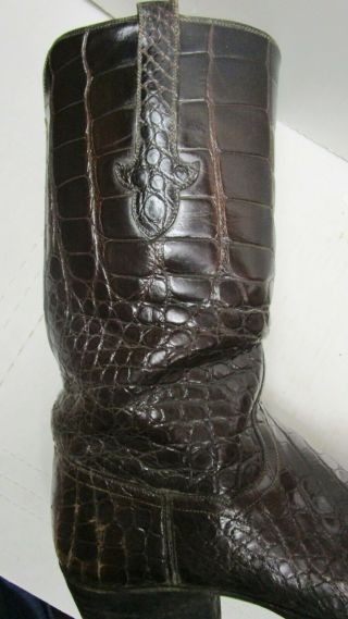 Rare " T.  O.  Stanley " Custom Made & Signed " Full Vamp " Alligator Boots Size 9