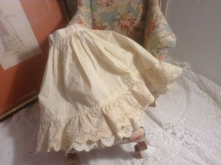 Lovely 19 - 1/2 " Vintage Cream Colored Doll Petticoat W/cut Work Ruffle