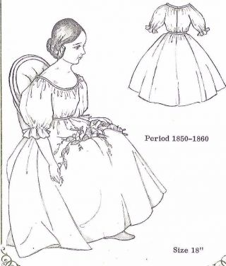 18 " Antique French Fashion Lady/china Head/parian Doll@1850 - 1860 Dress Pattern