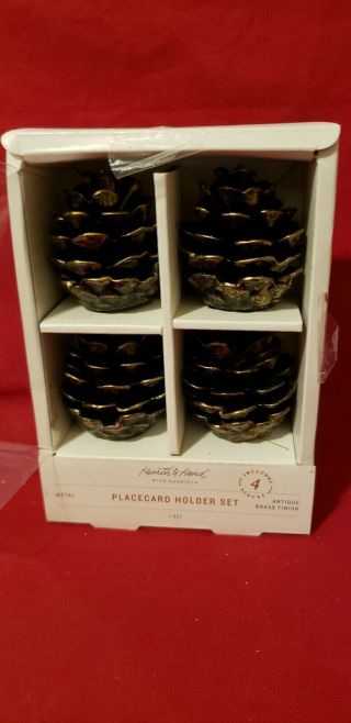 Hearth & Hand With Magnolia Set Of 4 Pinecone Place Card Holders Antique Brass