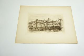 Antique English Etching Old 1800 