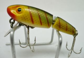 Vintage Fishing Lure Wright & Mcgill Jointed Miracle Minnow 472 - J Color 2 Perch