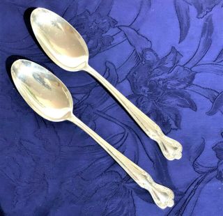 2 Queen Elizabeth 1908 National Double - Silverplate Serving Spoons