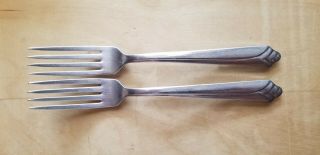 2 Antique Vintage Collectible Forks 7.  25 ",  Stainless - Usa