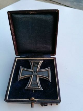 Ww1 Iron Cross 1st Class Marked Ko - Klein & Quenzer With Very Rare Blue Box