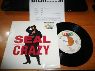 Seal Crazy 7 " Spanish Promo Single Vinyl 40 Principales Rare Cover Press Insert