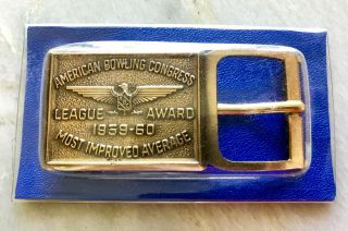 American Bowling Congress Belt Buckle - 1959 - 60 Most Improved Average - In P