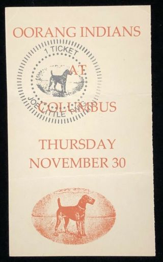 Rare 1922 Oorang Indians @ Columbus Panhandles Nfl Football Postcard / Ticket