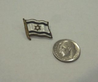 Small Antique Vintage Flag Of Israel - Old Guilloche Enamel Pin