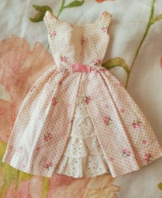 Vtg Mattel Barbie Doll Rose Dot Pink & White Dress Garden Outfit 931 Clothes