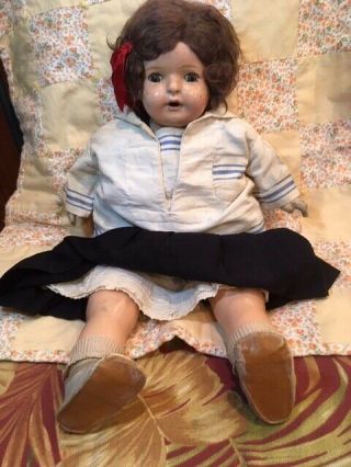 Vintage 1920s Am Co Composition Girl Doll 19 " Tall Clothes
