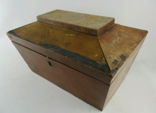 Vintage / Antique Sarcophagus Shaped Tea Caddy Box - For Restoration