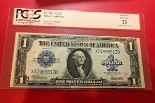 1923 $1 Fr 238 Silver Certificate Pcgs Currency Rare Red White Label Very Fine