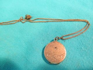 Antique Gold Filled Double Photo Locket With Tiny Diamond ? For Repair